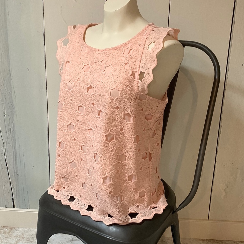 Lace cap sleeve top in blush sz L - Picture 1 of 3